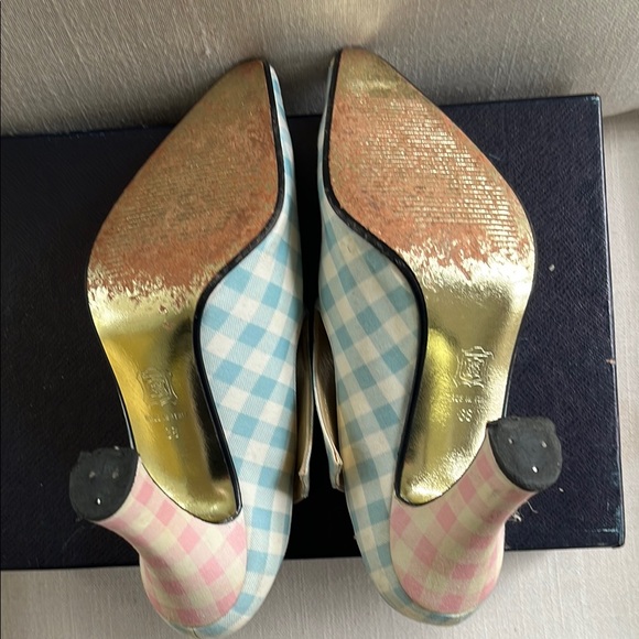 Rare Vintage Versace Pastel Checkered Women's Mules - Picture 6 of 6